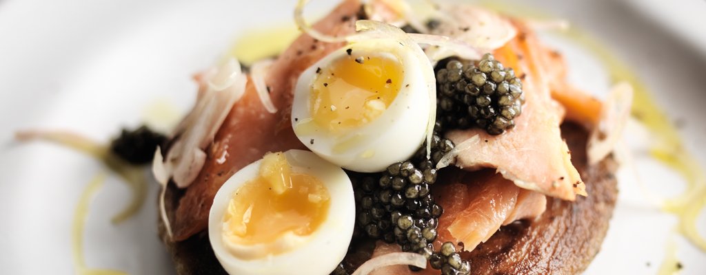 Hot Smoked Salmon with Quail Eggs and Caviar – Attilus Caviar